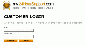 Customer login screenshot